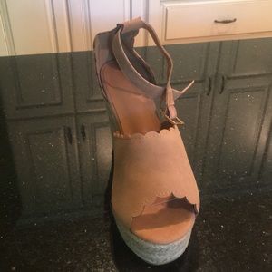 Suede Scalloped Wedges- BRAND NEW